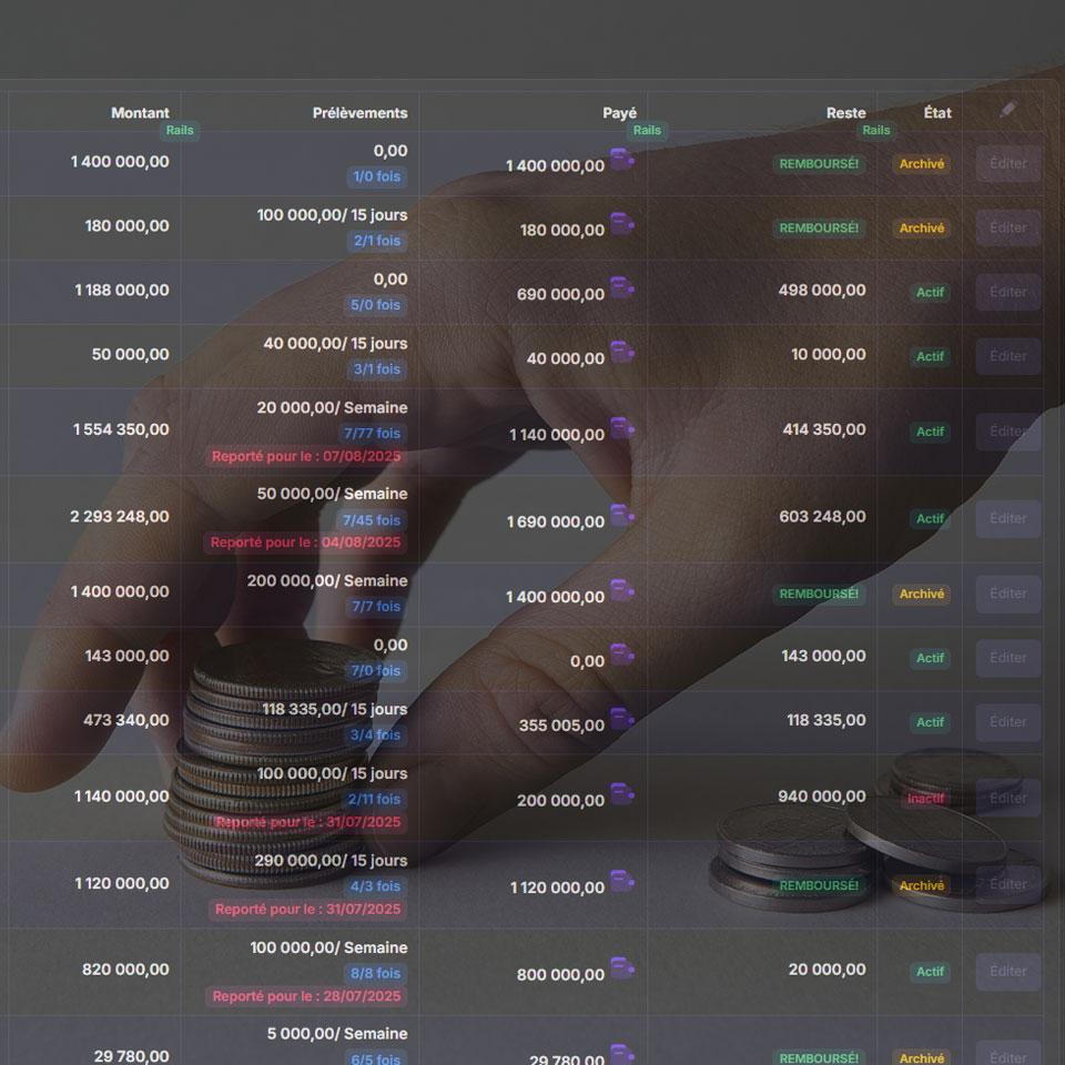 Gestion des paiements et crédits adhérents